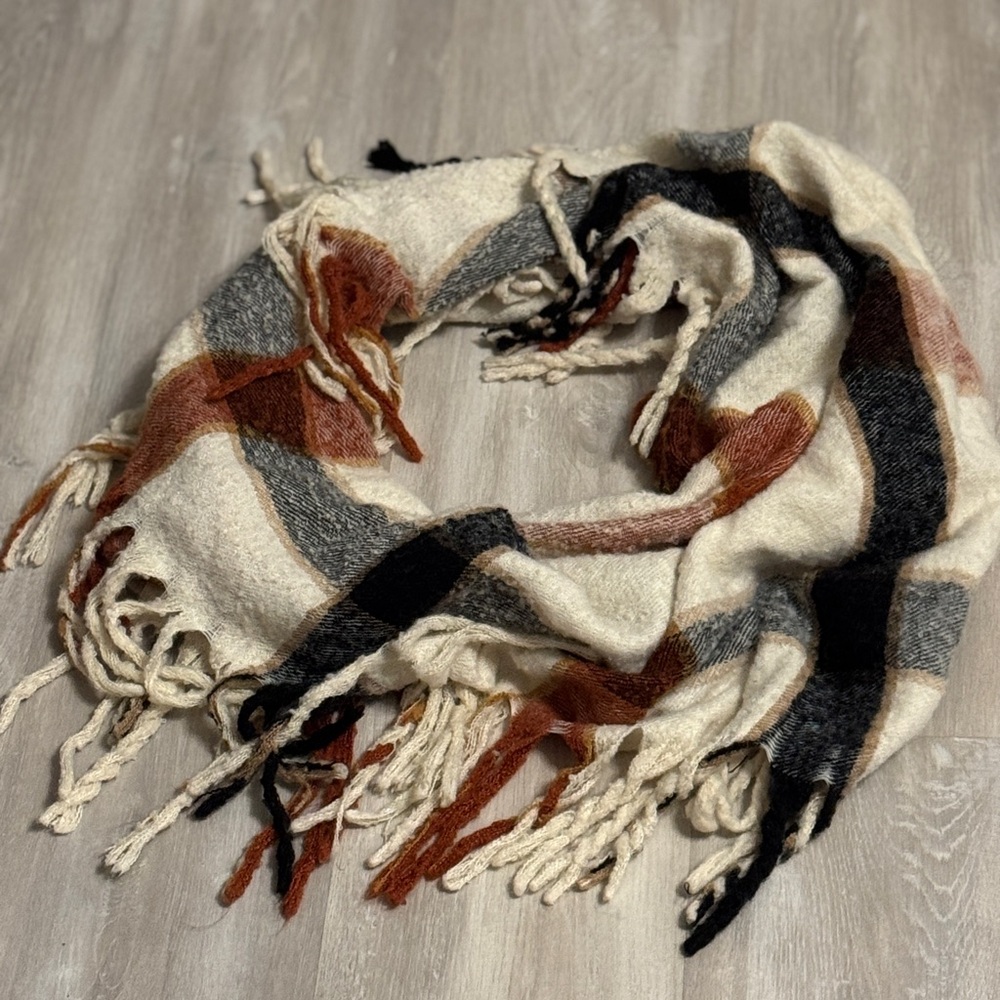 Plaid Fringe Infinity Scarf